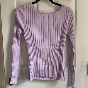 H&M l/s rib sweater lavender open back M
